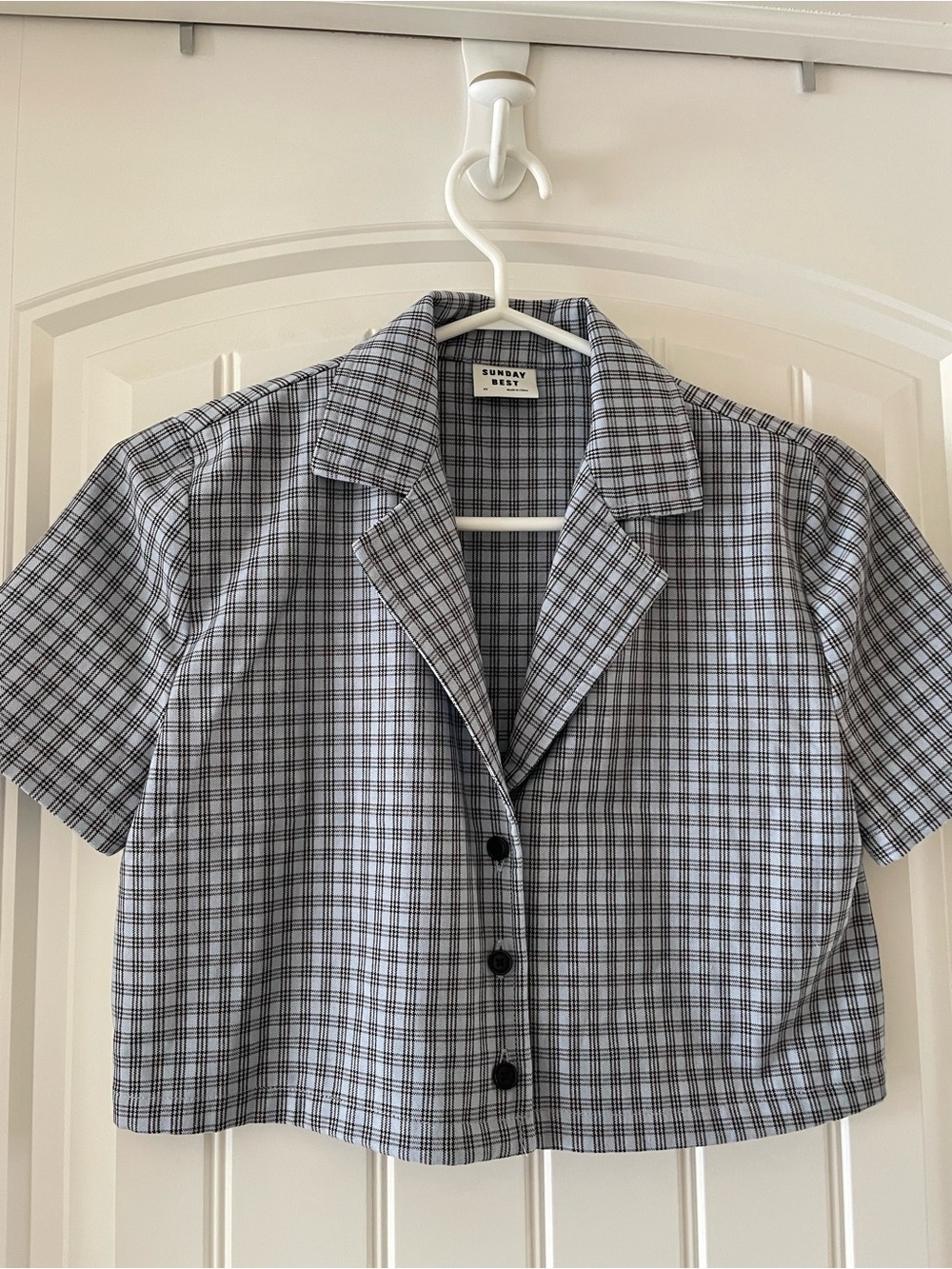 Aritzia Sunday Best “Tuesday” Top | Blue and Black Plaid - Picture 2 of 4